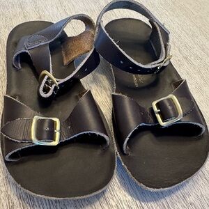 Kids Sun-San Brown Sandals with Gold Buckles